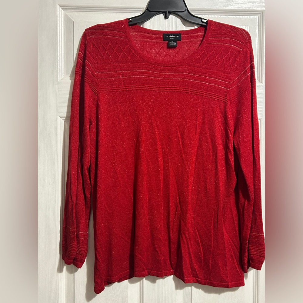 Liz Claiborne Shimmering Red Knit Top